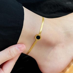 Bracelets de cheville en acier inoxydable 316L serpent chaîne cheville pour femmes coquille noire chiffres romains jambe Bracelet bijoux