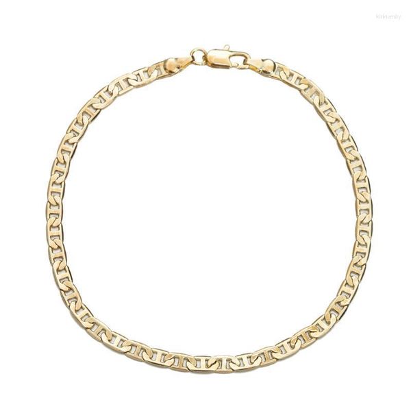 Bracelets de cheville 4mm Mariner Link Chain Gold Color Anklet 9 10 11 pouces Bracelet de cheville cubain pour femmes hommes étanche Kirk22