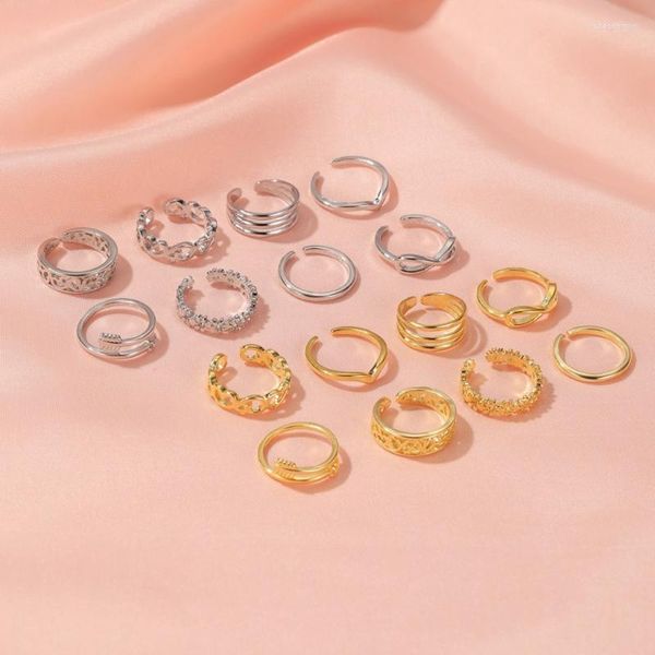 Tobilleras 8PCS Anillos ajustables para los dedos del pie para mujeres Flor Flecha Banda Anillo de cola abierta Juego de joyas para pies de playa