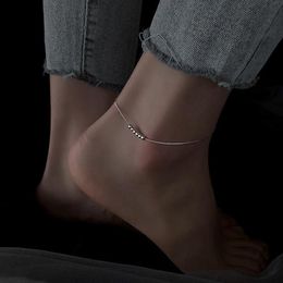 Ножные браслеты из стерлингового серебра 925 пробы, женский ножной браслет с высокой смысловой модой, браслет на щиколотке с цепочкой для ног, блестящий браслет для женщин2000