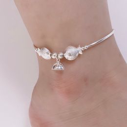 Anklets 925 Sterling zilveren kleine vis elleboog Anklet sieraden voor vrouwelijke meisjes schattige lotus bell kralen armbanden op beenvoet ornament JL006 230821