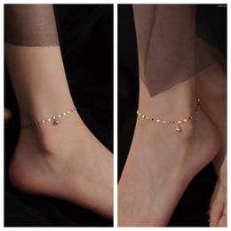 Anklets 925 Sterling Silver Transfer Bead Anklet Simple 2023 Fashion Light Luxury Foot Chain Female Summer Sieraden