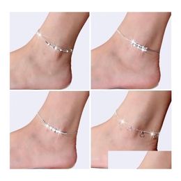Bracelets de sliver Sterling Bracelets pour femmes pour femmes bijoux en zircon incracteur Bracelet de cheville sur une gamme de personnalité de jambe Dhpih DHPIH