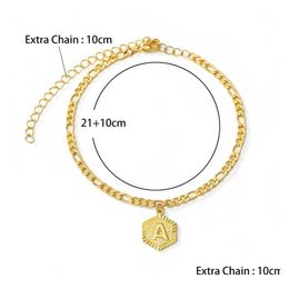 Chevillets A-Z Lettre initiale cheville pour femmes acier inoxydable 21cmadd10cm Extender Gold Chain Alphabet Foot accessoires bijoux Gift Dr Dhh0y