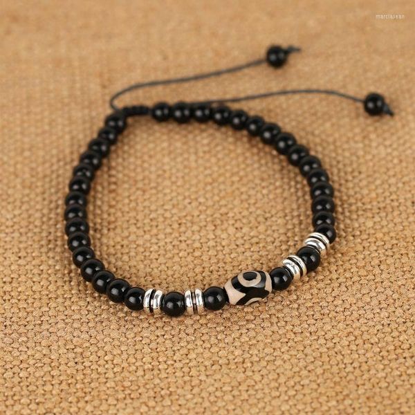 Tobilleras AAK024 Vintage Moda Brazaletes Pulsera Joyería Hombres Mujeres Plata tibetana Obsidia Tobillera Sandalia descalza Playa Pie Cadena Mujer