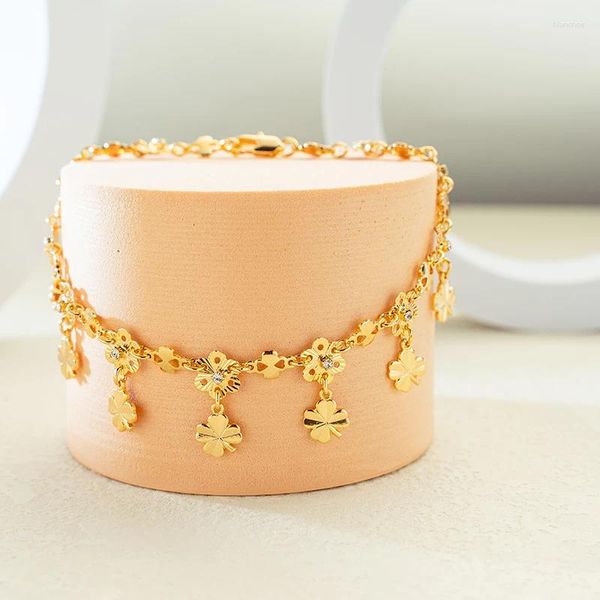 Anucletas Accesorios para mujeres 24k Gold Gold Gold Micro incrustado Clover Clover Colgante de moda Simple Joya para mujeres