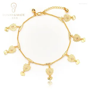 Anklets Accessoires voor vrouwen 24k Gold vergulde enkelvoetstappen Dames Cuban Link Girls Heart Beach Fashion Jewelry