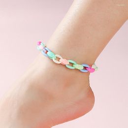 Bracelets de cheville réglables quotidiens portant une chaîne en plastique colorée chaîne de cheville pour les filles été plage fête ami bijoux cadeau