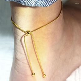 Tobilleras ajustable cadena de acero inoxidable tobillera pulsera para mujer moda Vintage pie femenino fino joyería de playa regalo