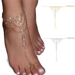 Bracelets de cheville réglables en forme de goutte d'eau pour femmes, beau strass, Surface lisse, anneau d'orteil, chaîne de pied confortable de haute qualité