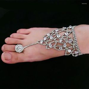 Bracelets de cheville AE-CANFLY 2022 vous Sexy plage mariage cheville perles cristal pieds nus sandales réglable cheville Bracelet 1PC 1K4015