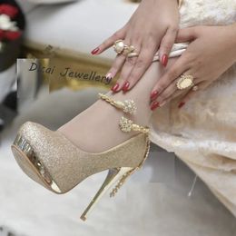 Bijoux de pied de mariage algérien pour femmes, conception de serpent, bracelets de cheville, bracelet de pied ouvert, plaqué or, cadeaux de mariée arabes, bijoux 231115