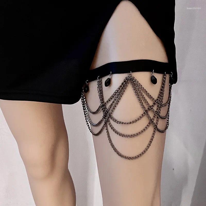 Anklets American Ethnic Style Multi-layer Tassel Leg Chain Dark Sweet And Cool Spicy Girl Crystal Ring Women's Body