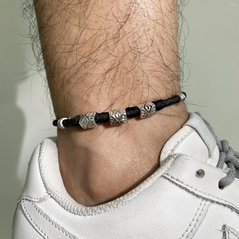 Pulseira de tornozeleira pulverização para homens para homens manhas de corda preta preta do presente homem meninos casuais jóias de surfista de férias de praia casual no verão