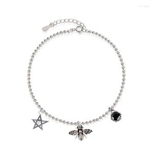 Anklets enkelarmbanden op been bijen 925 Sterling Thai Silver Charm verstelbare voetketen sieraden geschenken voor vrouwelijke meisjes vrienden