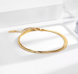 Bracelets de cheville Bracelet de cheville pour femmes mode couches couleur or en acier inoxydable chaîne à chevrons été bijoux de pied 6322 Q25049818