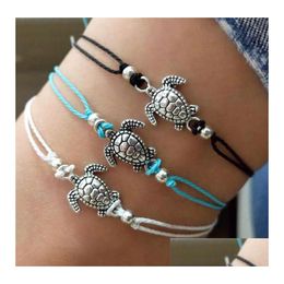 Enklets Anklets Summer Beach Turtle -vormige charme touw snaar enkel armband vrouw sandalen de beenketen voet sieraden comfort drop del dhq2o