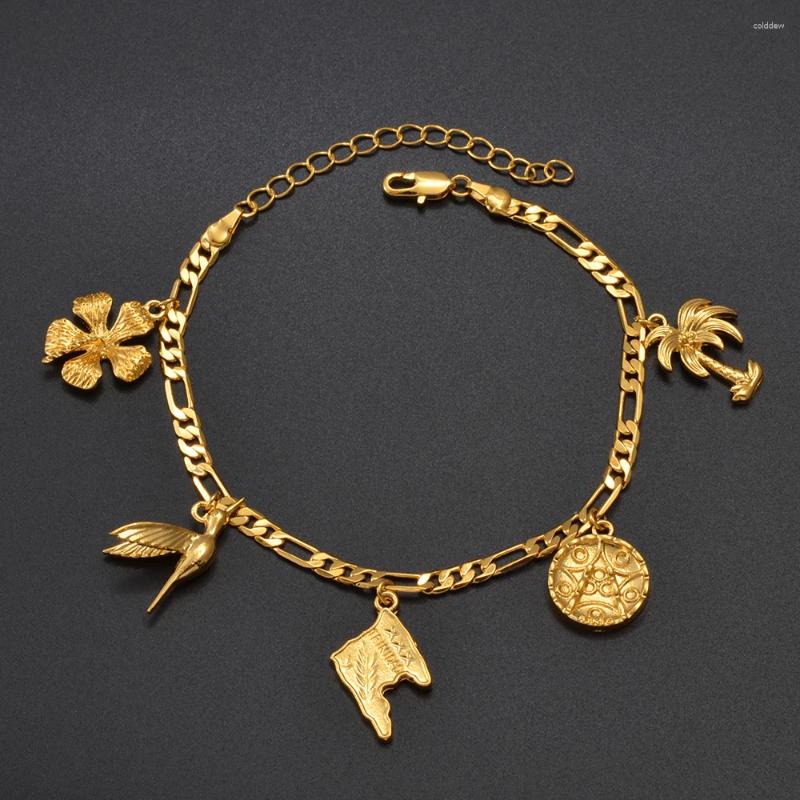 Anklets Anniyo 21 cm 5 cm Mapa Trynidad dla kobiet dziewczęta złota biżuteria z łańcucha stóp #188006