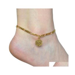 Anklets AZ Letter For Women Girl Alloy Anklet 21cm Voeg 10 cm extender Gold Chain toe 26 Alfabet voet been sieraden cadeau x56fz drop levering dhbys