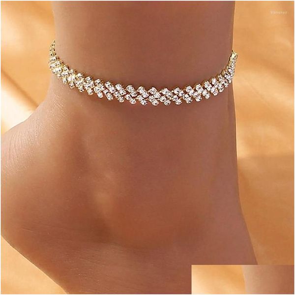 Bracelets de cheville Accessoires de plage Cristal Lozenge Cheville pour femmes Gros Bohème Vintage Ancle Sandales Cheville Bracelet Chaîne Bijoux Drop Dhlbe