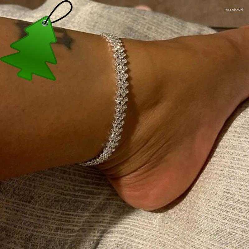 Anklets Beach Accessories Crystal Lozenge Anklet For Women Bohemian Vintage Ankle Sandals Bracelet Chain Jewelry