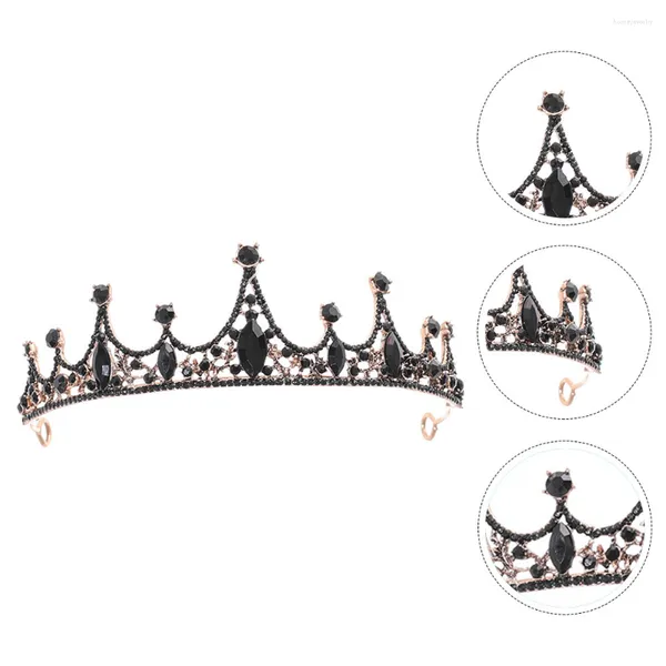 Tobilleras Negro Barroco Tiara Boda Nupcial Cristal Cabello Halloween Flor Novias Estilo Accesorios Novia Mujer Gótico Vintage Tiaras