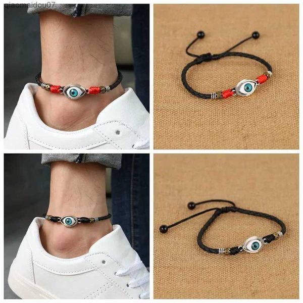 Bracelets de cheville noir mauvais œil pour hommes, simple, rétro, corde rouge, garçon, cool, bijoux uniques, L2403