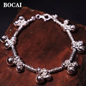 Enkelbanden Bocai Originele Echte S925 Zilveren Sieraden Modieuze Mooie Prachtige Bell Zilveren Kraal Damesarmband