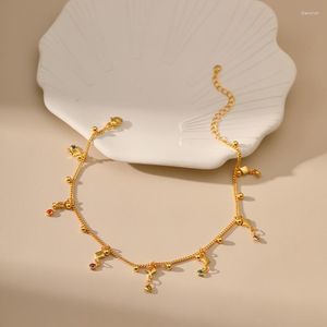 Bracelets de cheville bohême verre coloré pendentif en cristal plaqué or 18 carats chaîne à maillons femmes boule en métal exquise plage Resort Style bijoux