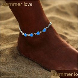 Bracelets de cheville Bohême été lumineux étoile coeur pendentif bracelets de cheville pour femmes joli bracelet sur la jambe amant cheville mode femme Dhgarden Dhwe6