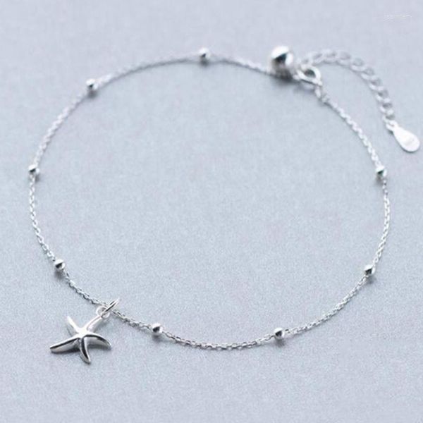 Bracelets de cheville Bohême Style d'été Authentique 925 Sterling Silver Fashion Sea Star Charm Cheville Pour Femmes S925 Cheville Bracelet Longueur Réglable