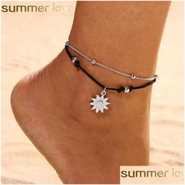 Anklets Bohemia Sun hanger Beads enkelband Bracelet voor vrouwen in de zomer been strand sieraden cadeau accessoires drop levering dhtqx