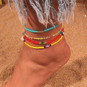 Bracelets de perles colorés bohemiens Bohemian pour femmes bracelets élastiques faits à la main Bracelets aux pieds nus D240517