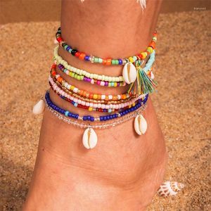 Anklets Boheemse kleurrijke handgemaakte kralen voor vrouwen Summer Beach Shell Anklet Bracelet Foot Leg Chain Girls Holiday Jewelry Gifts