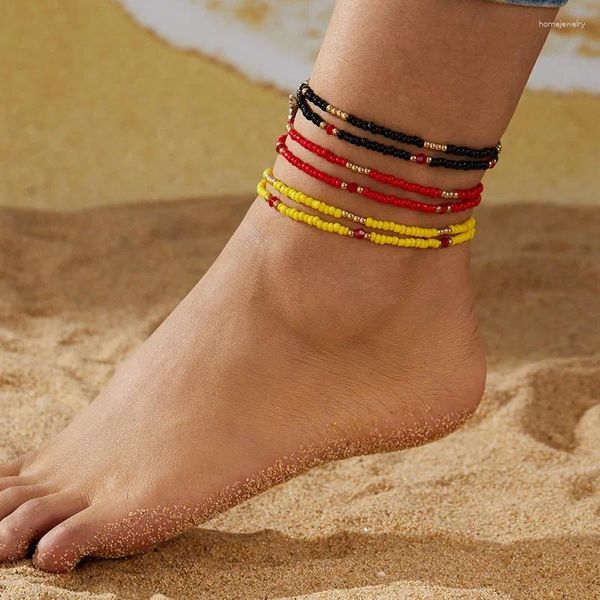 Chevillets bohème de riz coloré pigle de cheville pour femmes creux de papillon creux chaîne de plage de sable sur le bracelet de cheville des jambes bijoux féminin