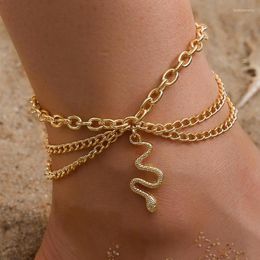 Cavigliere Bohemian Snake Summer For Women Bracciale alla caviglia con catena a strati su gamba Femme Gioielli a piedi nudi Accessori da spiaggia