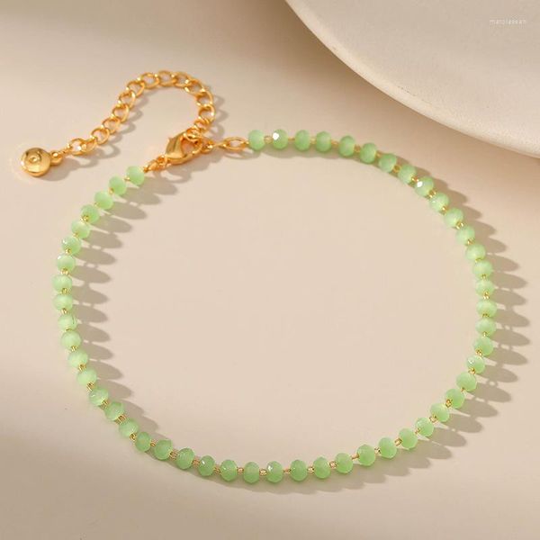 Bracelets de cheville Style bohème vert clair perles acryliques cheville à la main 18k couleur or métal pied ornement femmes exquis Drop Shipppin