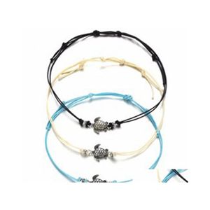 Anklets Boheemian Tortoise Anklet Bracelet Set Gevlochten touw Decoratieve strandjuwelen voor vrouwen en meisjes 3 stuks Drop levering Dhmta