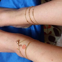 Bracelets de cheville Boho cheville géométrie chaîne feuille de fleur pendentif cheville été Bracelet charme sandales pieds nus plage pied bijoux de mariée A056