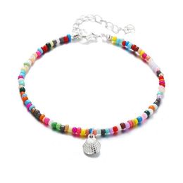 Bracelets de cheville Boho perlé bracelet de cheville or coquille chaîne Colorf pied bijoux pour femmes et filles livraison directe Dhypi