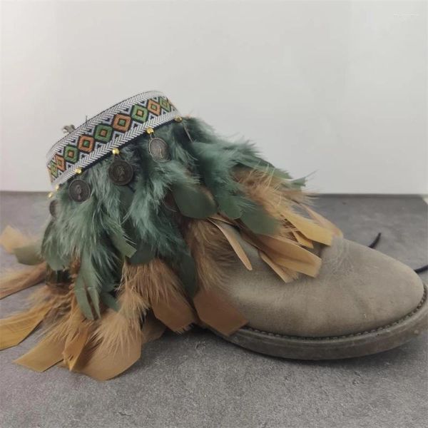 Anucos boho tiras de la zapatilla desmontable cinturones de banda para sostener la decoración del cinturón de botas suelto joyería de los zapatos