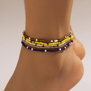 Bracelets de cheville Boho petites perles de rocaille Bracelets ensemble sur la jambe femmes 5 couches séparables chaînes de pied 2023 mode cheville Bracelet bijoux