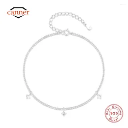 Anklets Canner 925 STERLING SILE CAULIFLOWER AJUSTABLE CADENA CADENA CON TRES PIGTER PARTIFICACIONES DE COCON