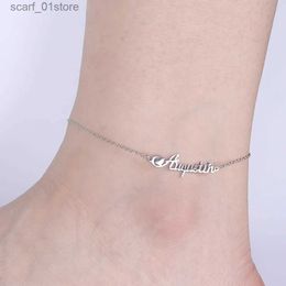 Cazador personnalisé nom personnalisé bracelet de cheville pour les femmes couleur or chaîne en acier inoxydable pieds nus cheville jambe Bracelets bijoux 2023L231219