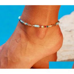 Chevilles colorf Crystal perle pour femmes Bohême charme bracelet de cheville sandale de la cheville de la cheville de plage