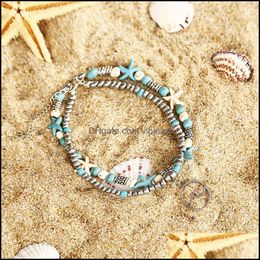 Enklets Conch Starfish Mizhu Beach Turtle hanger Anklet dame romantisch zoete grote armband drop levering sieraden dhafx