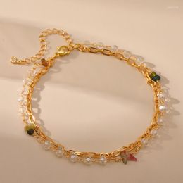 Enkelbandjes verkoperd 18K goud kristal accessoires steenslag hanger strand vakantie stijl enkelbandje vrouwen unieke persoonlijkheid ontwerp