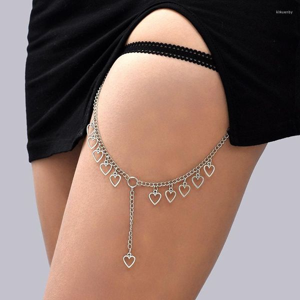 Tobilleras creativas amor elástico Legchain mujeres estilo INS moda personalidad Bodychain Sexy dulce verano cuerpo femenino decoración cadena