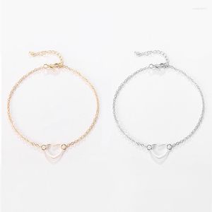 Bijoux quotidiens de la cheville vous rendez à la mode en alliage de main en forme de cœur creux bracelet simple