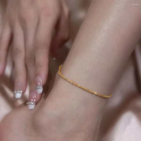 Chevillets daity tampond minialiste gold couleur chaîne scintillante pour les femmes amies amies bijoux jambe nue bracelet accessoires